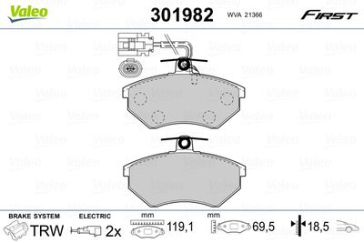 Brake Pad Set, disc brake 301982