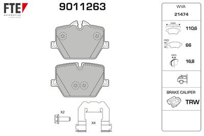 комплект спирачно феродо, дискови спирачки FTE 9011263