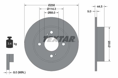Тормозной диск TEXTAR 92080200 для INFINITI G20