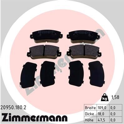 Комплект тормозных колодок, дисковый тормоз ZIMMERMANN 20950.180.2 для SEAT MALAGA