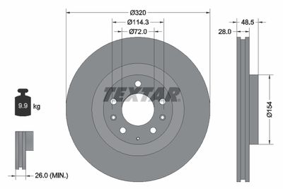 Тормозной диск TEXTAR 92203403 для MAZDA CX-9
