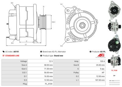 GENERATOR / ALTERNATOR AS-PL A0191 4