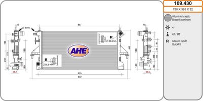 Радиатор, охлаждение двигателя AHE 109.430 для FIAT DUCATO