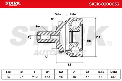 каре комплект, полуоска STARK SKJK-0200033