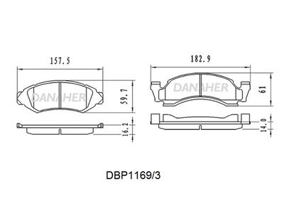 Комплект тормозных колодок, дисковый тормоз DANAHER DBP1169/3 для FORD USA BRONCO