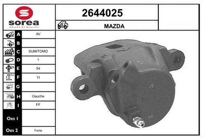 EAI 2644025 Тормозной суппорт  для MAZDA (Мазда)
