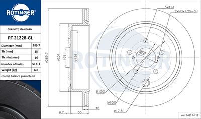 спирачен диск ROTINGER RT 21228-GL