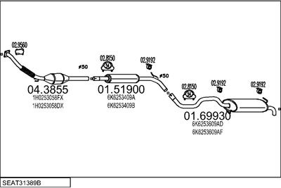 Układ wydechowy MTS SEAT31389B005677