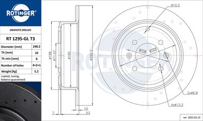 Tarcza hamulcowa ROTINGER RT 1295-GL T3