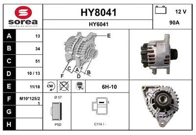 GENERATOR / ALTERNATOR SNRA HY8041