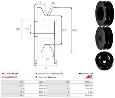 Remenica, alternator AS-PL AP0014