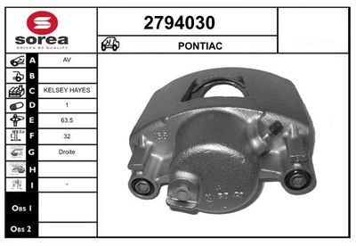 Тормозной суппорт EAI 2794030 для PONTIAC TRANS