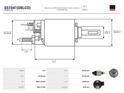 Elektromagnetický spínač, štartér AS-PL SS1041(DELCO)