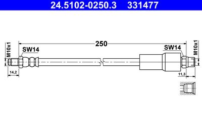 ATE 24.5102-0250.3 Тормозной шланг  для AUDI A8 (Ауди А8)