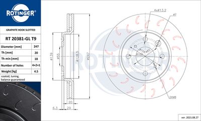 Tarcza hamulcowa ROTINGER RT 20381-GL T9