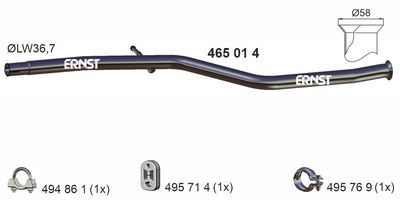 Труба выхлопного газа ERNST 465014 для PEUGEOT 206