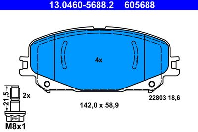 Комплект тормозных колодок, дисковый тормоз ATE 13.0460-5688.2 для RENAULT CAPTUR