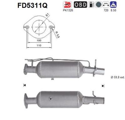 Filtr sadzy / filtr cząstek stałych, układ wydechowy AS 1485449