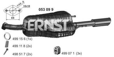 ERNST 053099 Глушитель выхлопных газов  для OPEL ASTRA G купе (T98) 2.2 16V (F07)