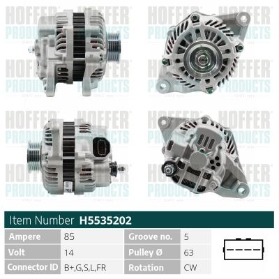 HOFFER H5535202 Генератор  для MITSUBISHI COLT VI (Z3_A, Z2_A) 1.3 LPG