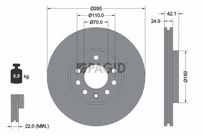 спирачен диск PAGID 54187NHC