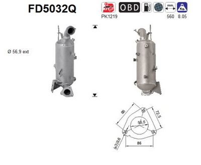 FILTRU FUNINGINE/PARTICULE SIST.DE ESAPAMENT AS FD5032Q
