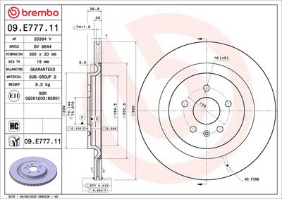 DISC FRANA BREMBO 09E77711 1