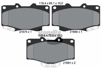 Комплект тормозных колодок, дисковый тормоз BENDIX Braking BPD1578 для VW TARO