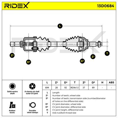 полуоска RIDEX