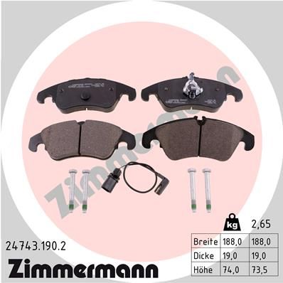 ZIMMERMANN Bremsbelagsatz, Scheibenbremse (24743.190.2)