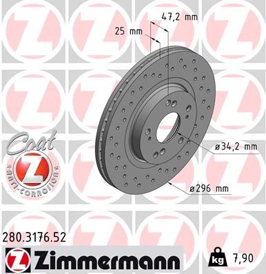 Bromsskiva ZIMMERMANN 280.3176.52