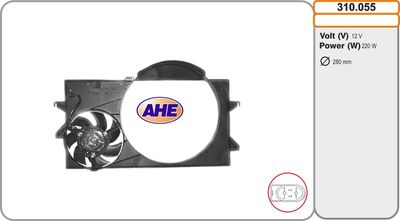 Вентилятор, охлаждение двигателя AHE 310.055 для FORD TRANSIT