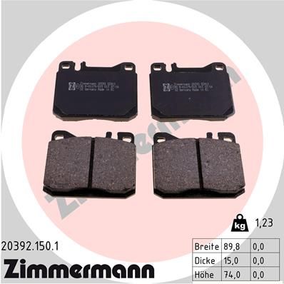 Комплект тормозных колодок, дисковый тормоз ZIMMERMANN 20392.150.1 для MERCEDES-BENZ 123