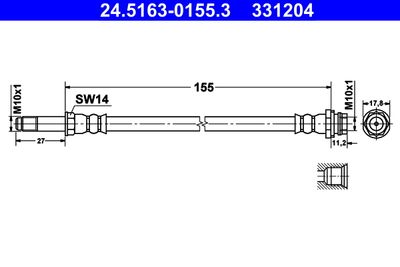 Тормозной шланг ATE 24.5163-0155.3 для FORD S-MAX