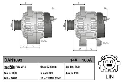 GENERATOR / ALTERNATOR DENSO DAN1093 2