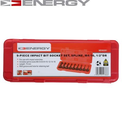 ENERGY - Súprava rázových nadstavcov SPLINE 1/2", 9ks