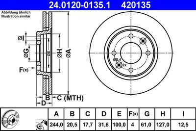 Тормозной диск ATE 24.0120-0135.1 для RENAULT 21