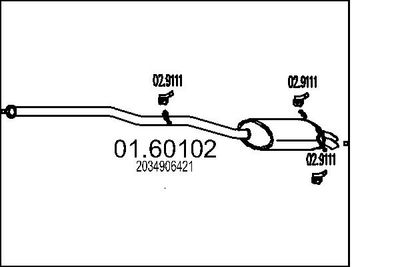 MTS 01.60102 Глушитель выхлопных газов  для MERCEDES-BENZ C-CLASS (W203) C 220 CDI (203.006)