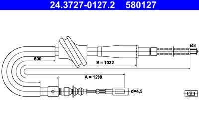 Тросик, cтояночный тормоз ATE 24.3727-0127.2 для AUDI 90