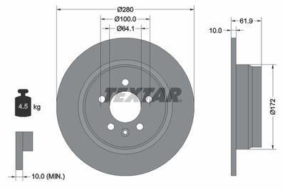 Тормозной диск TEXTAR 92103500 для ROVER 75