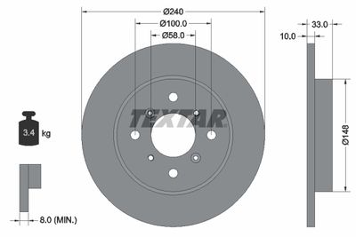 TEXTAR 92153300 Тормозные диски  для SUZUKI BALENO (Сузуки Балено)