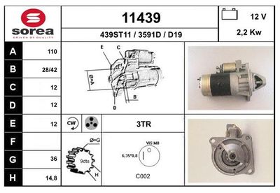 Стартер EAI 11439 для RENAULT TRUCKS B