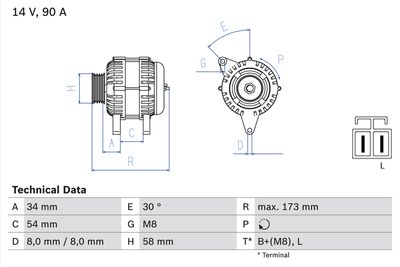 GENERATOR / ALTERNATOR BOSCH 0986049191