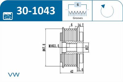 Alternator Freewheel Clutch 30-1043