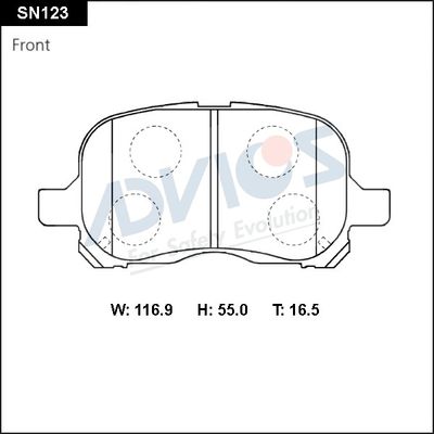 Комплект тормозных колодок, дисковый тормоз ADVICS SN123 для TOYOTA CARIBE