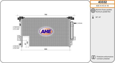 AHE 43332 Радиатор кондиционера  для PEUGEOT 4007 (Пежо 4007)