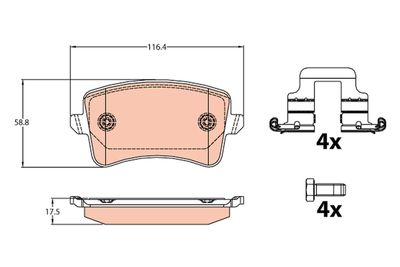 Комплект тормозных колодок, дисковый тормоз TRW GDB2107 для AUDI Q5