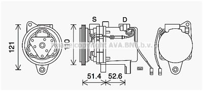 AVA QUALITY COOLING MCAK019 Компрессор кондиционера  для SMART ROADSTER (Смарт Роадстер)