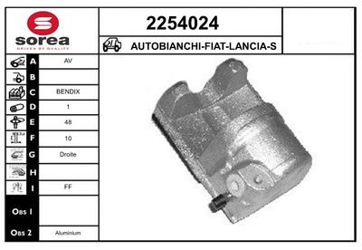 Тормозной суппорт EAI 2254024 для LANCIA A