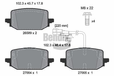 комплект спирачно феродо, дискови спирачки BENDIX Braking BPD2636